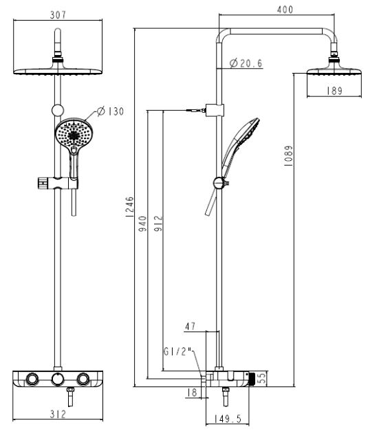 Bản vẻ sen tắm WF-4955 EasySET American Standard