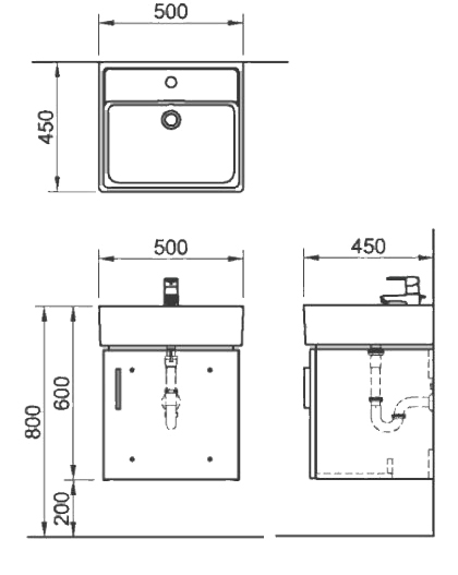 Bản vẽ bộ tủ lavabo CB0504-5QF-B INAX Rubik