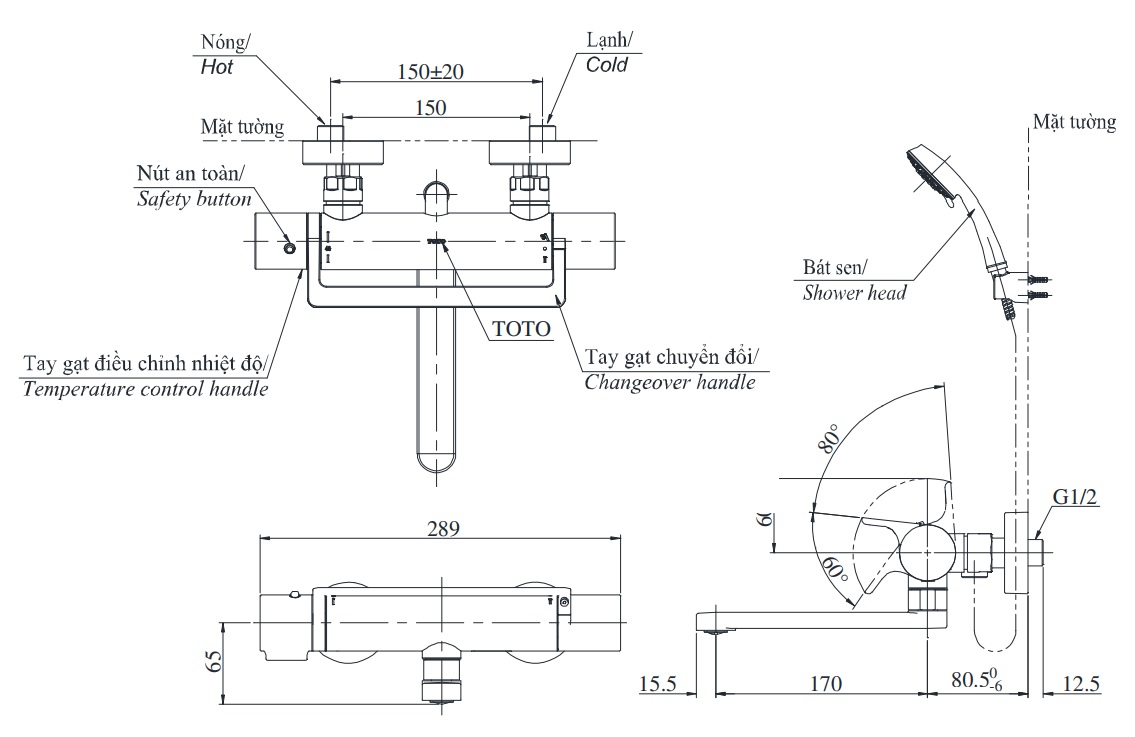 Bản vẽ sen tắm xả bồn TBV03429V/TBW03002B