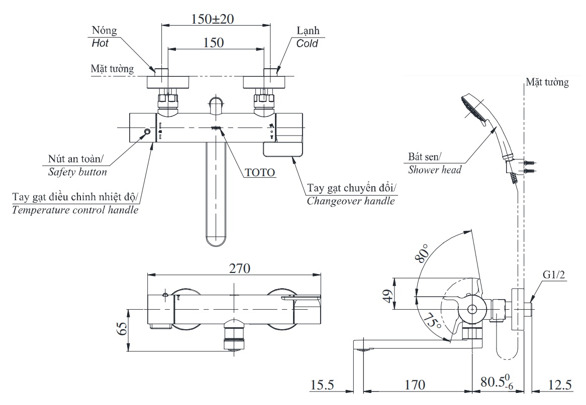 Bản vẽ sen tắm xả bồn TBV03427V TBW02005A