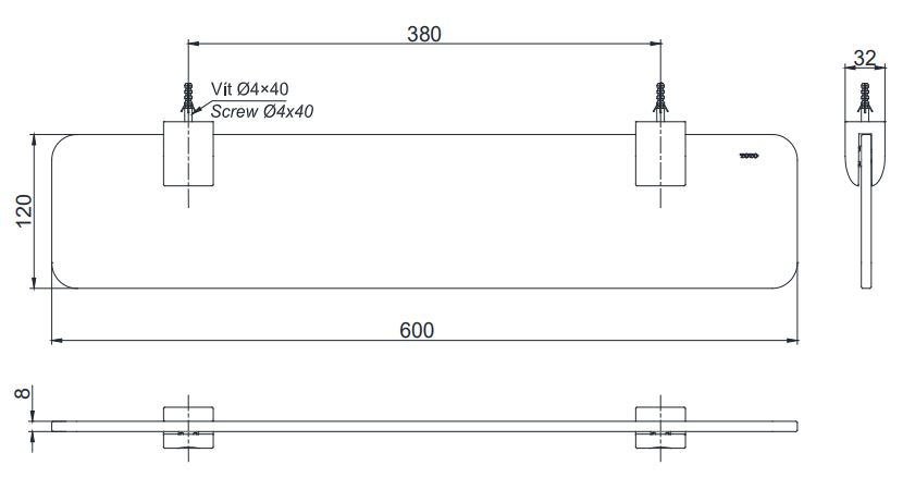 Bản vẽ kệ kinh YAK201GV TOTO 600mm