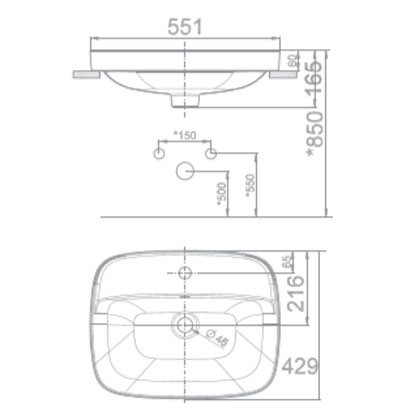 Bản vẽ chậu rửa mặt American Standard VF 0420