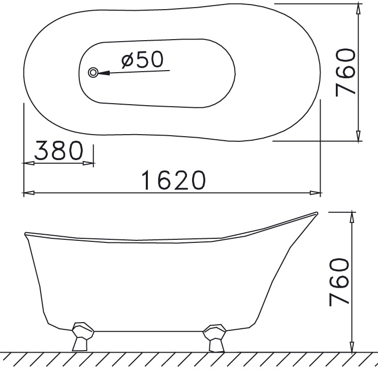 Bản vẽ bồn tắm lập thể KT1160 Caesar