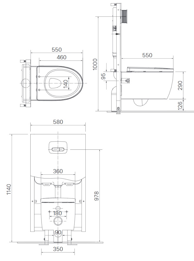 Bản vẽ bàn cầu AC-952VN Inax treo tường