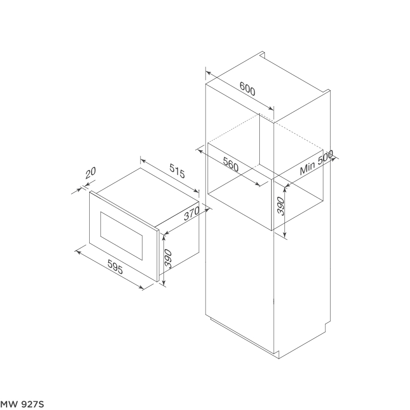 Bản vẽ kỹ thuật lò vi sóng Malloca MW 927S