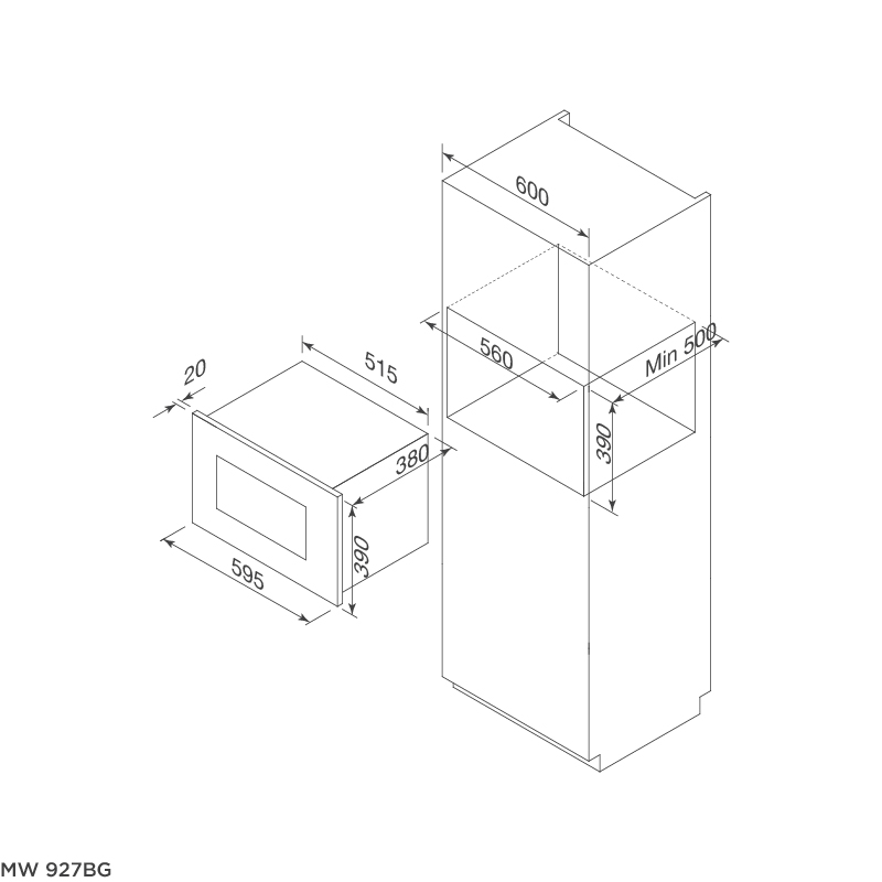 Bản vẽ kỹ thuật lò vi sóng Malloca MW 927BG