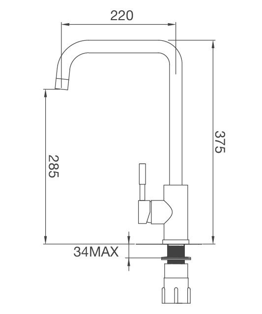 Bản vẽ vòi bếp K559-SN Malloca nóng lạnh