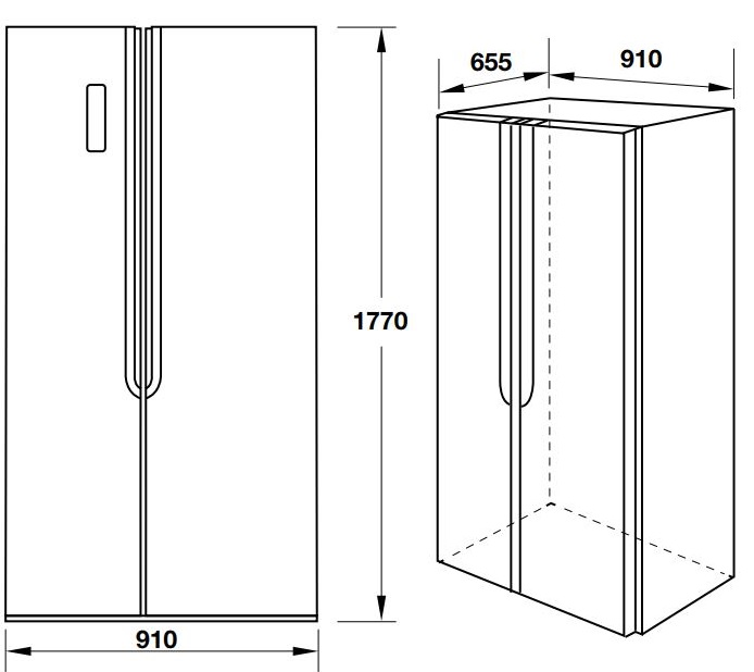 Tính năng tủ lạnh HF-SBSID Hafele 539.14.020 độc lập