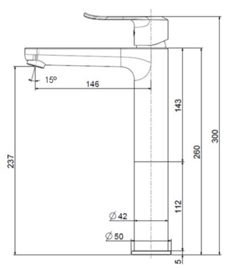 Bản vẽ vòi lavabo WF-0703 American thân cao