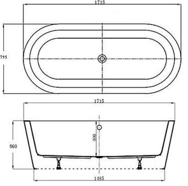 Bản vẽ bồn tắm nằm BT207EP(H) Cotto 1.7M