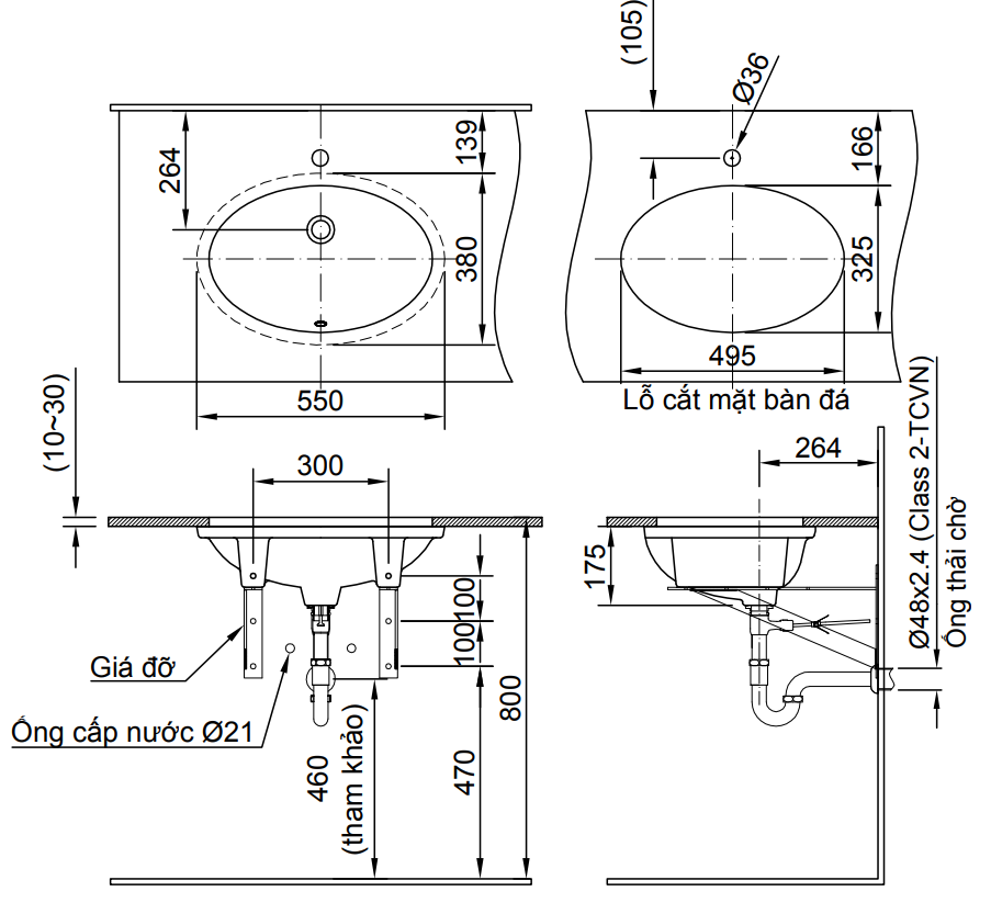 Bản vẽ bồn rửa mặt INAX AL-2216V