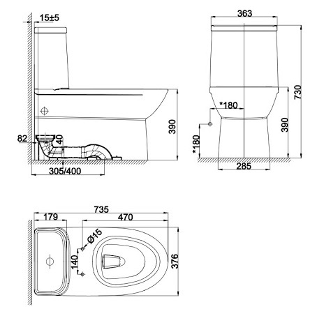 Bản vẽ bàn cầu điện tử American WP 2073 PR