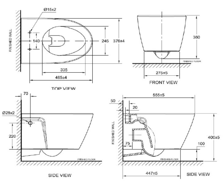 Bản vẽ bàn cầu American Standard 3119B-WT