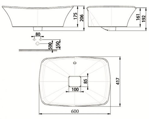 Bản vẽ chậu rửa mặt WP-F602​ American Standard