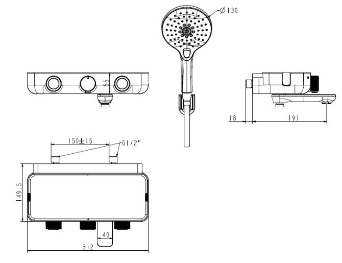 Bản bẽ sen tắm WF4954 EasySET American Standard