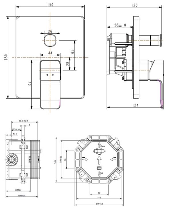 Bản vẽ nút điều chỉnh đầu sen FFAS0926 American