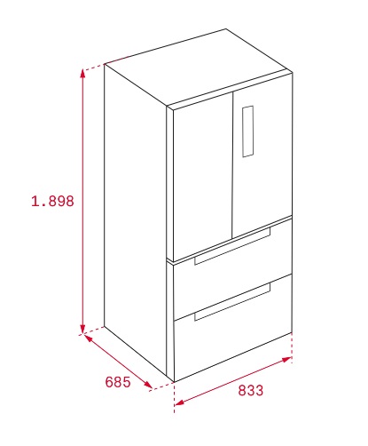 Bản vẽ tủ lạnh 113430004 Teka side by side RFD 77820 GBK