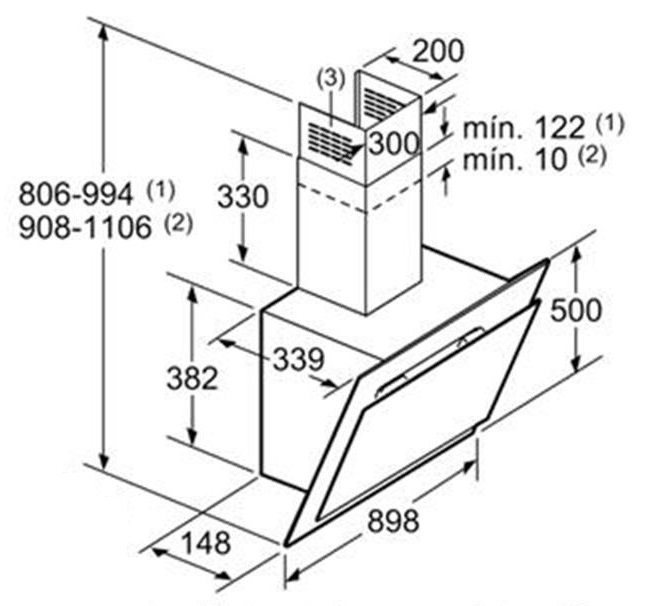 Bản vẽ kỹ thuật máy hút mùi Bosch DWK97JM60 