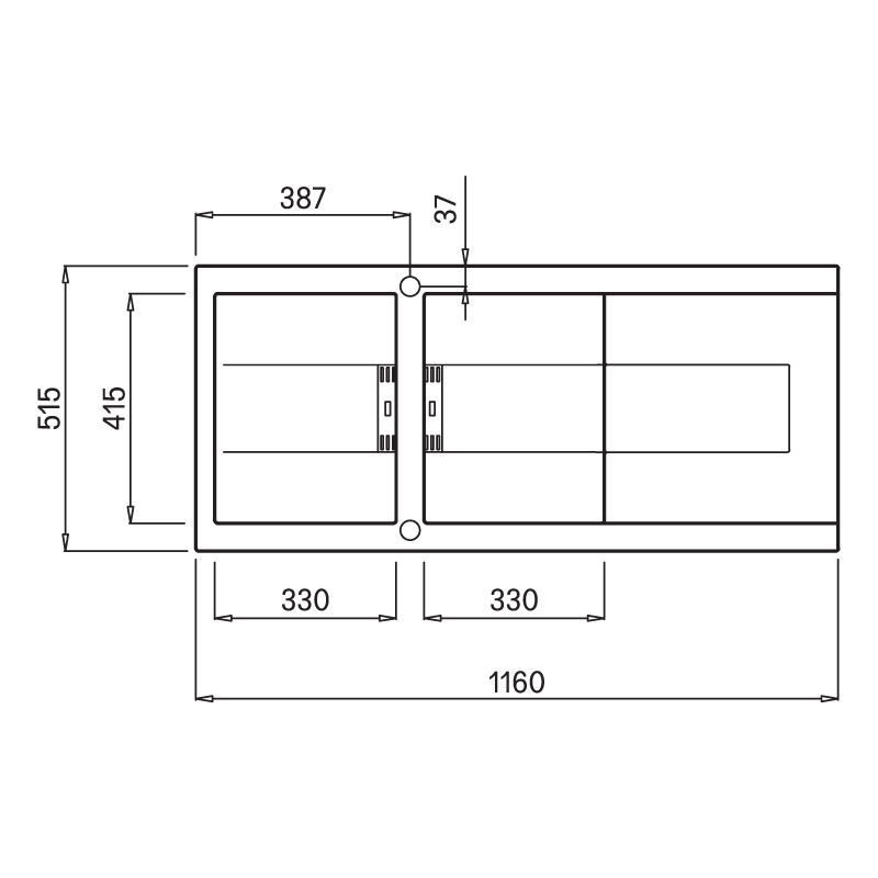 Bản vẽ kỹ thuật chậu đá Malloca NERO K-50040 rửa chén bát