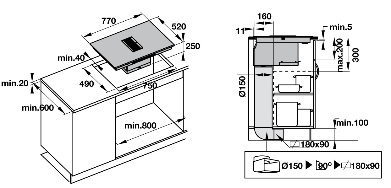 Bản vẽ bếp điện từ 539.66.698 HC-IHH80A Hafele 3 vùng nấu