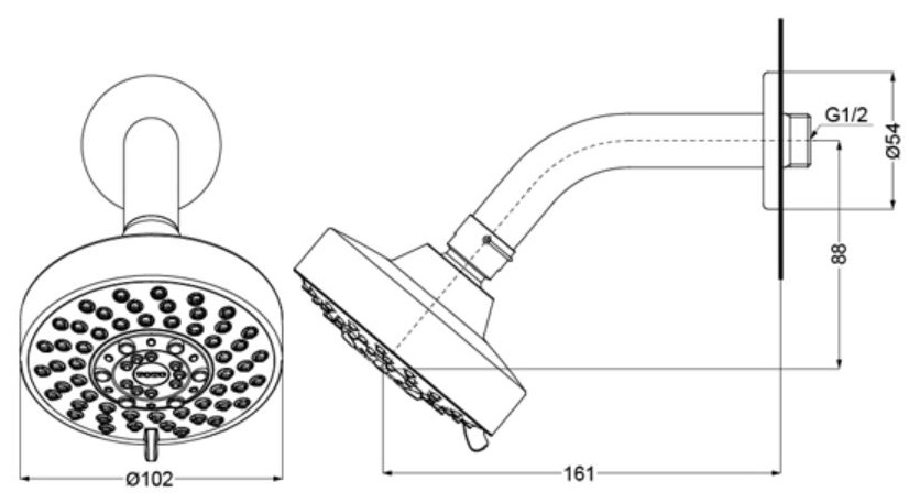 Bản vẽ bát sen tắm TBW01013B TOTO gắn tường