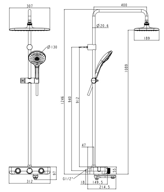 Bản vẽ kỹ thuật sen cây nhiệt độ American WF 4956