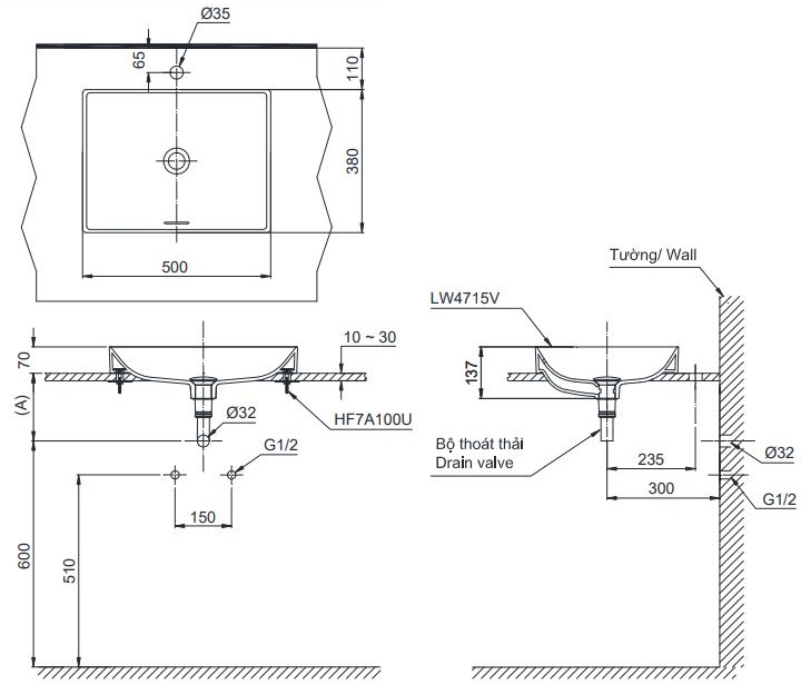 Bản vẽ chậu rửa mặt TOTO LT4715MT G19 