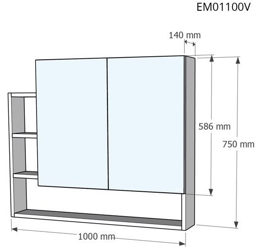 Tủ gương treo phòng tắm CAESAR EM01100V màu trắng - Tuấn Đức