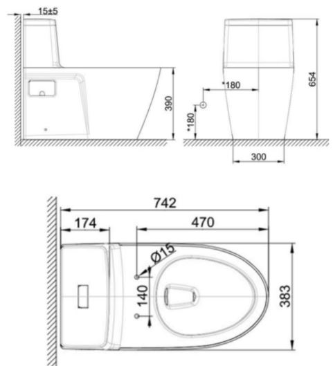 Bản vẽ bồn cầu American Standard VF-1808ET