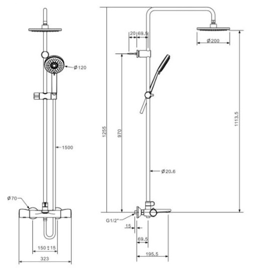 Bản vẽ kỹ thuật sen cây nhiệt độ American WF 4952