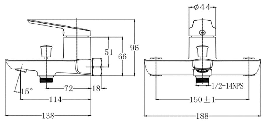 Bản vẽ vòi sen tắm S203C Caesar nóng lạnh