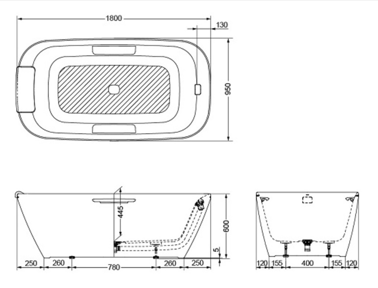 Bản vẽ bồn tắm TOTO PJY1886