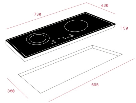 Bản vẽ kỹ thuật bếp Teka 10210116 2 vùng nấu từ