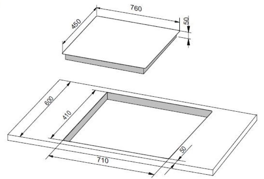 Bản vẽ bếp điện từ 535.02.222 Hafele 2 vùng nấu