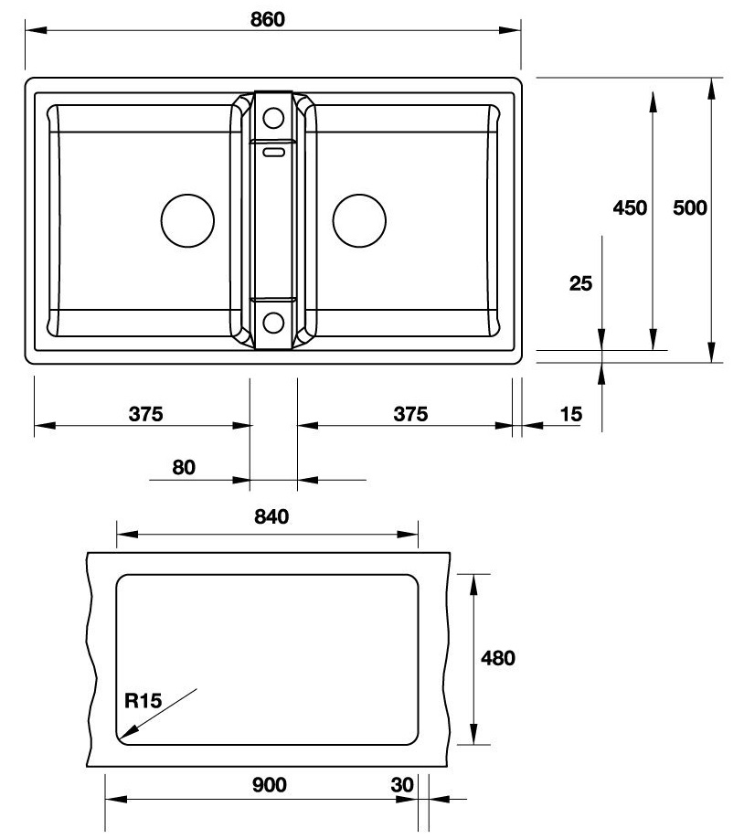 Bản vẽ chậu đá 567.68.640 Hafele 2 hộc Blanco zia 9