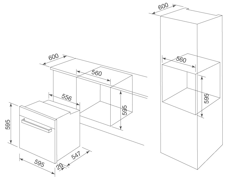 Bản vẽ kỹ thuật MOV726 lò nướng âm tủ Malloca