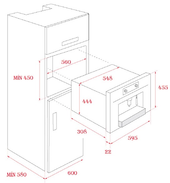 Bản vẽ máy pha chế cà phê Teka 40589513 âm tủ