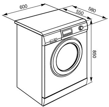 Bản vẽ máy giặt Hafele độc lập 536.94.567