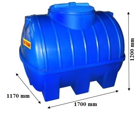 Bản vẽ bình chứa nước Đại Thành 1500 lít ngang thế hệ mới