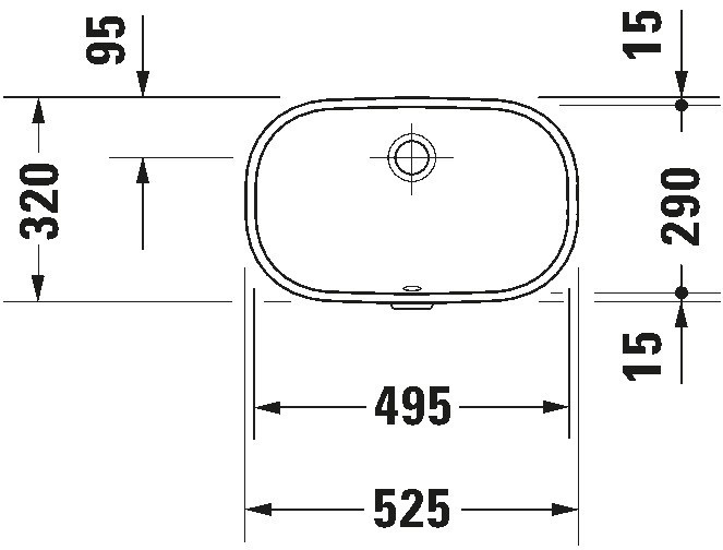 Bản vẽ lavabo âm bàn 0338490000 Duravit