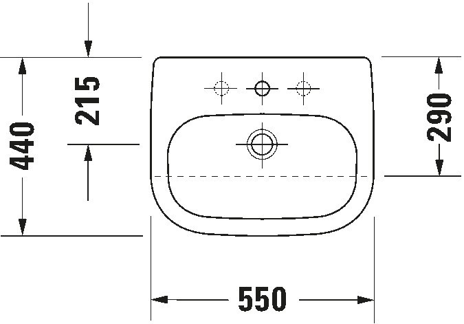 Bản vẽ lavabo bán âm bàn 0339550000 Duravit