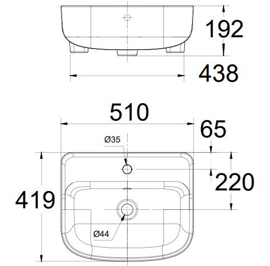 Bản vẽ kích thước lavabo rửa mặt 0533WT American