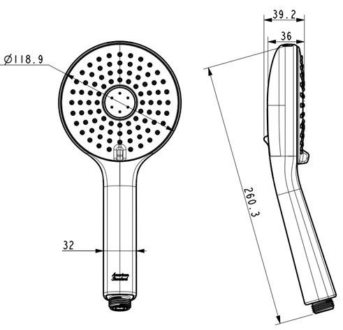 Bản vẽ tay sen 1030980001 American Standard 3 chế độ