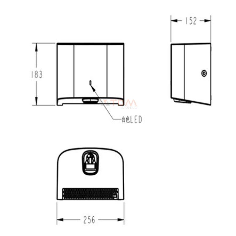 Bản vẽ kích thước máy sấy tay 1072669990 American 220V
