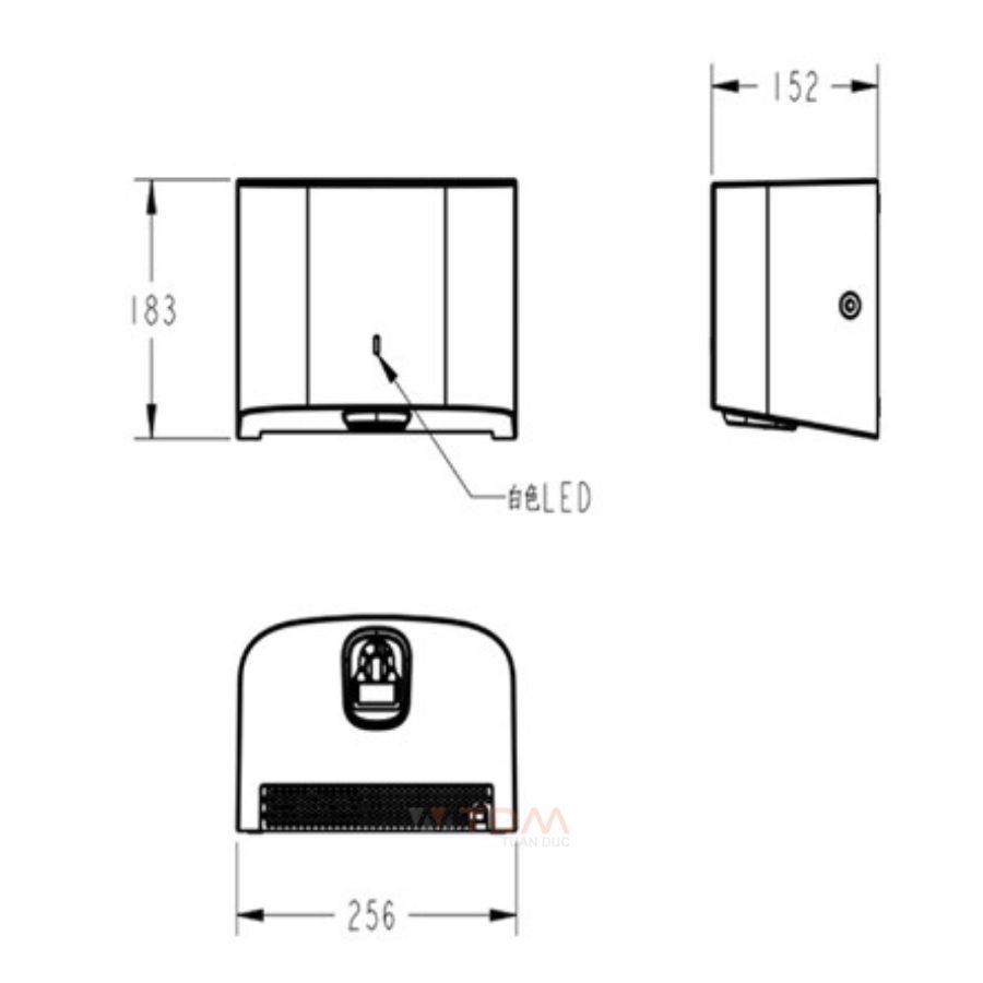 Bản vẽ kích thước máy sấy tay 1072679990 American 220V