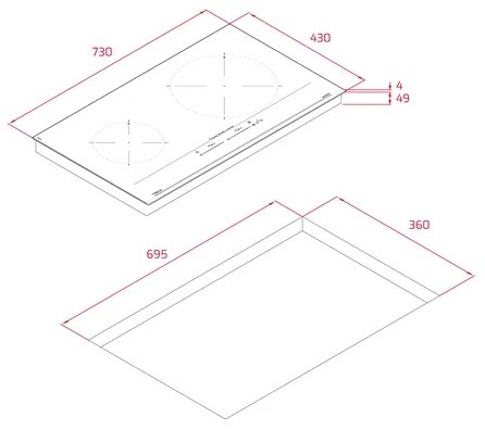 Bản vẽ bếp TEKA IZC 72610 112500059 2 vùng nấu từ