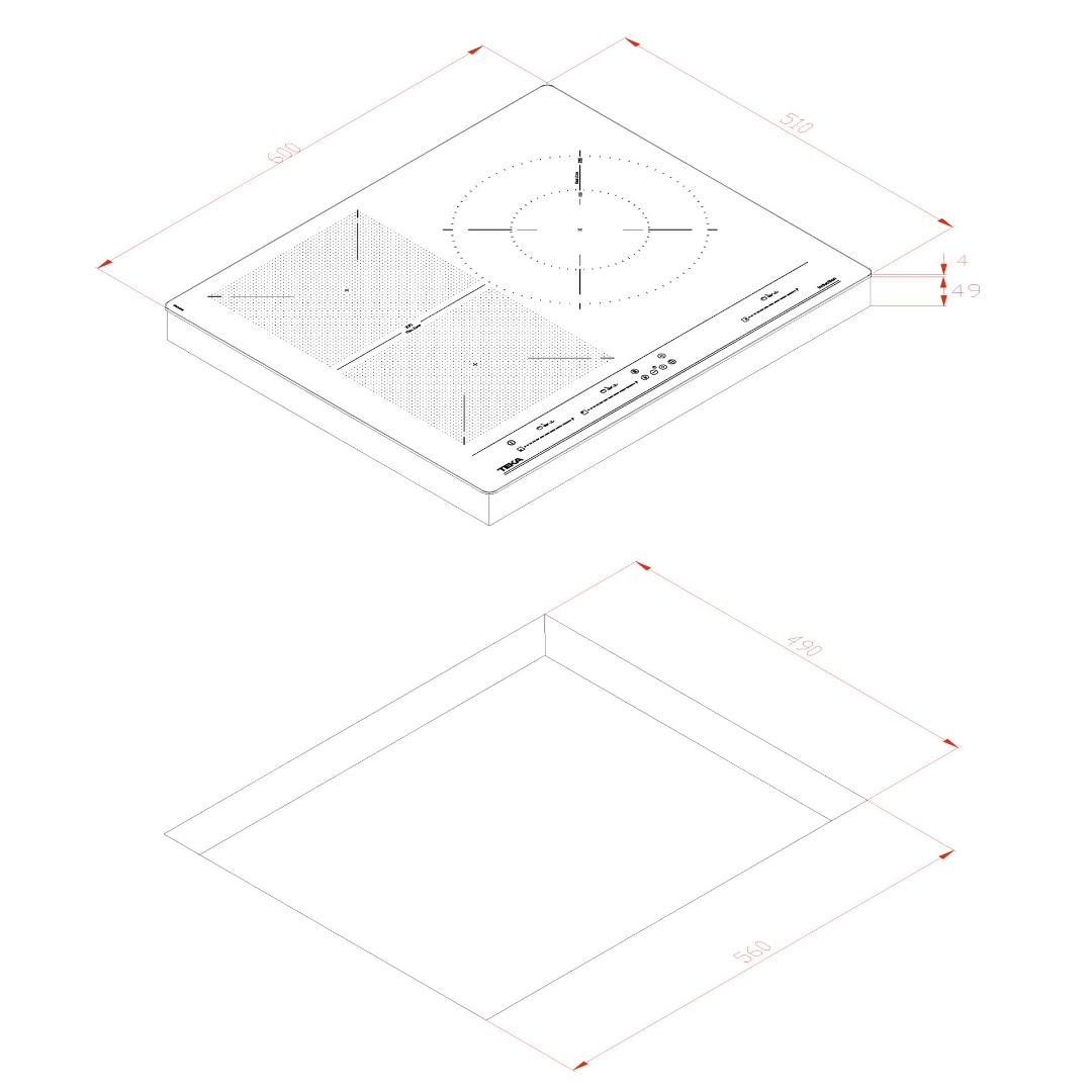 Bản vẽ kích thước bếp TEKA IZF 65320 BK MSP nấu từ