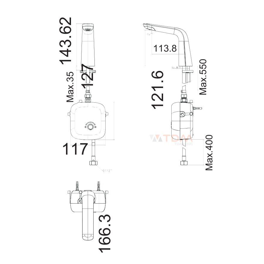 Bản vẽ kỹ thuật vòi 1130080000 American size S
