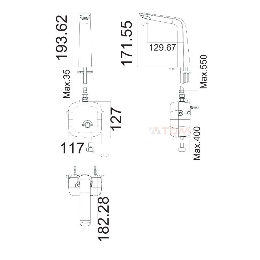 Bản vẽ kỹ thuật vòi 1130090000 American size M