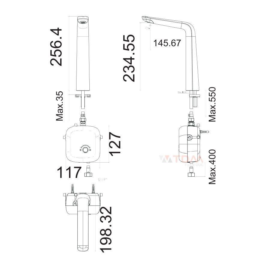 Bản vẽ kỹ thuật vòi 1130400000 American size L